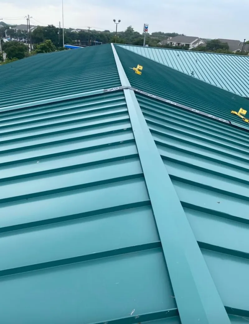 Green commercial metal roof ridge and valley for Metal Roof Repair in Sunnyvale